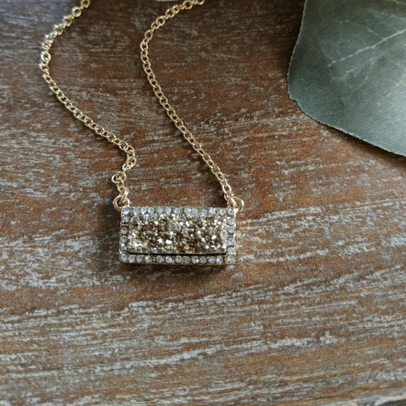 Gold Druzy Natural Stone Necklace - Picture 3 of 4